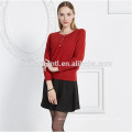 woman style button open round neck pure cashmere knitwear jumper